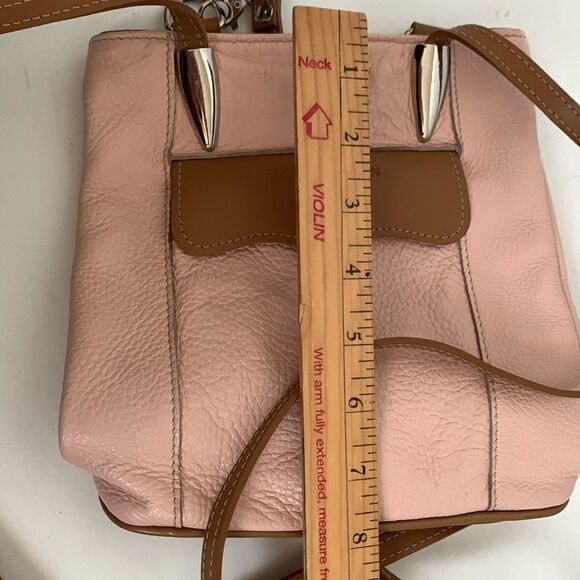 Vera Pelle Italy Pink Leather Brown Faux Leather Convertible Backpack Handbag - Picture 7 of 10